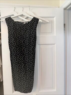 Classic Black & White Polka Dot Sheath Dress
